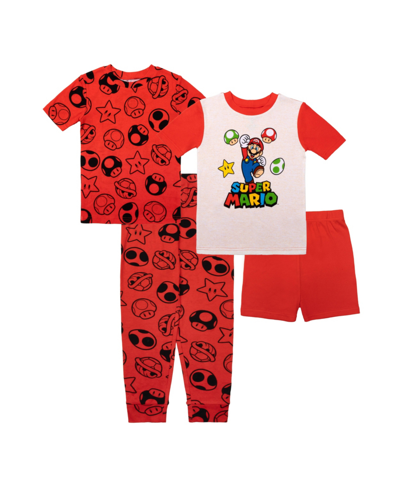 Nintendo Kids' Little Boys Mario Cotton 4 Piece Pajama Set In Assorted