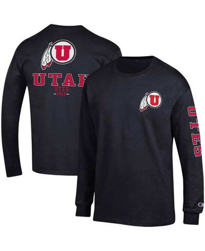 Champion Men's  Black Utah Utes Team Stack Long Sleeve T-shirt
