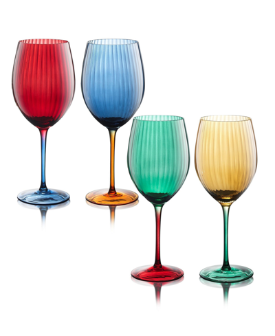 Qualia Glass Festive Ap Wine Glasses, Set Of 4 In Blue,yellow,red,green