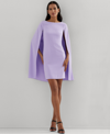 Ralph Lauren Cape Georgette Cocktail Dress In Wild Lavender