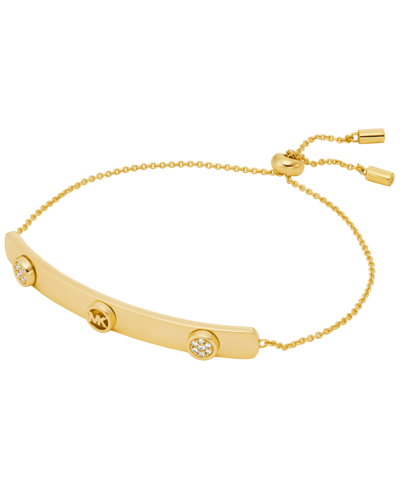 Michael Kors Gold-tone Or Silver-tone Logo Id Slider Bracelet