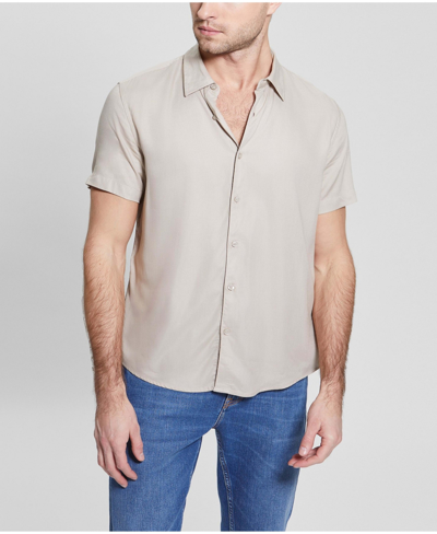 Guess Men's Rayon Solid Shirt In Tan