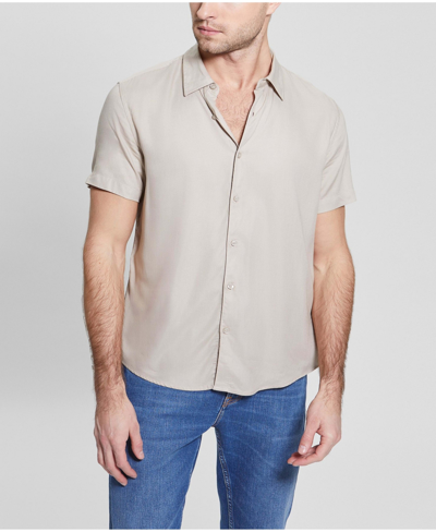 Guess Men's Eco Rayon Solid Shirt In Tan