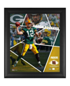 FANATICS AUTHENTIC AARON RODGERS GREEN BAY PACKERS FRAMED 15" X 17" IMPACT PLAYER COLLAGE WITH A PIECE OF GAME-USED FOO
