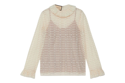 Pre-owned Gucci Lovelight Lace Cardigan Beige