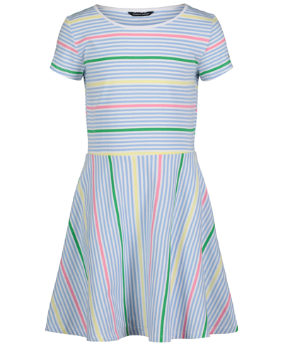 TOMMY HILFIGER BIG GIRLS STRIPED JERSEY SHORT SLEEVE SKATER DRESS