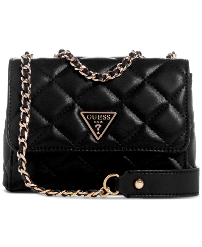 Guess Tali Convertible Smal Crossbody Flap In Black