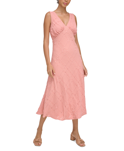 Calvin Klein Women's Sleeveless V-neck Midi Dress In Desert Rose