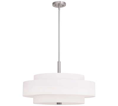 Livex Meridian 5- Light Metal Pendant In Brushed Nickel