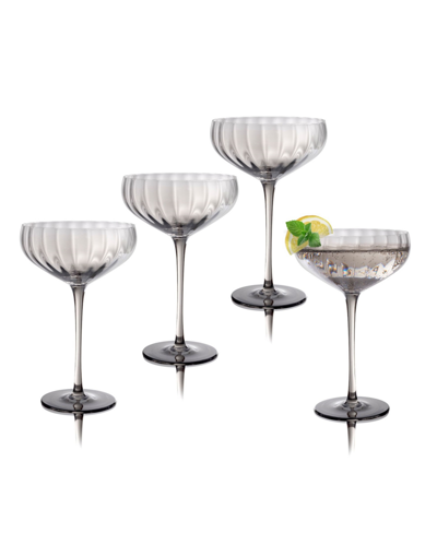 Qualia Glass Modern Coupe Glasses, Set Of 4 In Gray