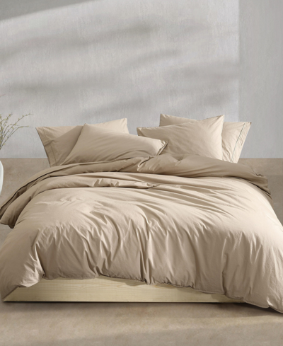 CALVIN KLEIN WASHED PERCALE COTTON SOLID 3 PIECE COMFORTER SET, KING