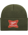 AMERICAN NEEDLE MEN'S AMERICAN NEEDLE OLIVE MILLER HIGH LIFE CUFFED KNIT HAT