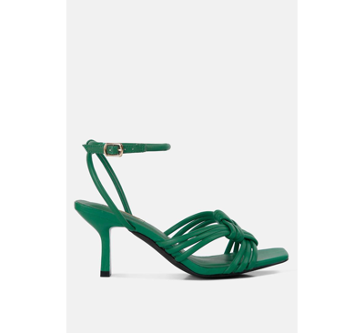 London Rag Weekend Pick Box Knot Mid Heel Sandals In Green