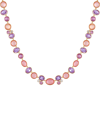 T TAHARI GOLD-TONE PINK AND LILAC VIOLET GLASS STONE STATEMENT NECKLACE