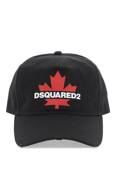 Dsquared2 Rubberized Logo Baseball Cap In Nero (black)