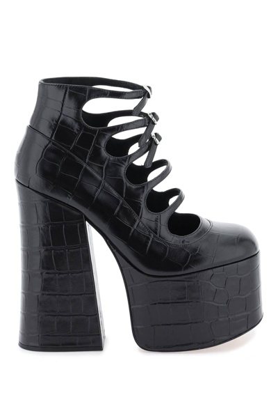 Marc Jacobs The Croc Embossed Kiki Ankle Boots In Black (black)