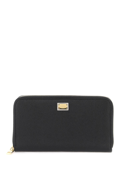 Dolce & Gabbana Leather Zip-around Wallet In Nero (black)