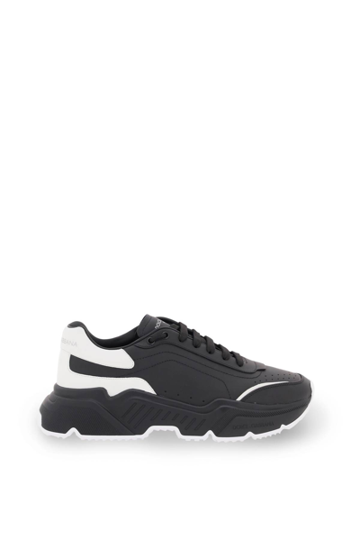 Dolce & Gabbana Leather Daymaster Sneakers In Nero Bianco (white)