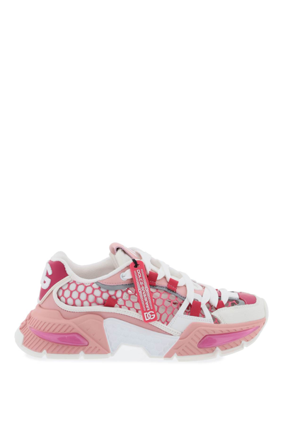 Dolce & Gabbana Airmaster Sneakers In Bianco Rosa (white)