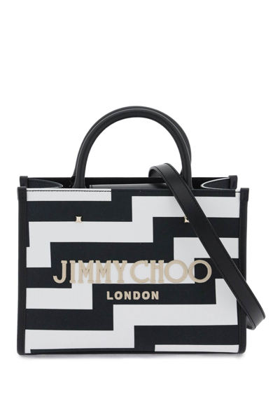 Jimmy Choo Avenue S Tote Bag In Black White Neutral Light Gold (white)