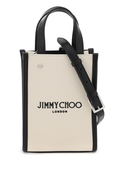 Jimmy Choo N/s Mini Tote Bag In Natural Black Silver (black)