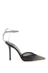 Jimmy Choo Saeda 100mm Crystal-embellished Sandals In Black Smoke (black)