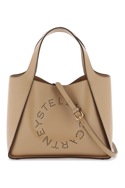 Stella Mccartney Logo-embroidered Canvas Tote Bag In Sand (brown)