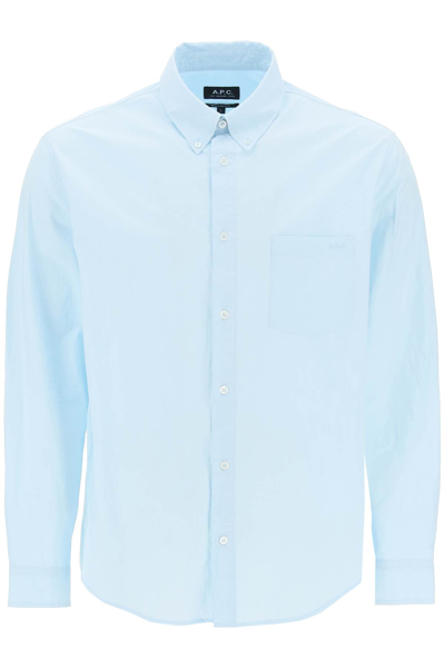 Apc A.p.c. Linen Cassel Shirt For In Light Blue