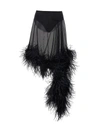 Attico Miya Feather-trimmed Asymmetric Skirt In Black