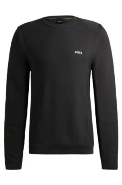 Hugo Boss Regular-fit Sweater With Contrast Logo And Crew Neck In Dark Grey