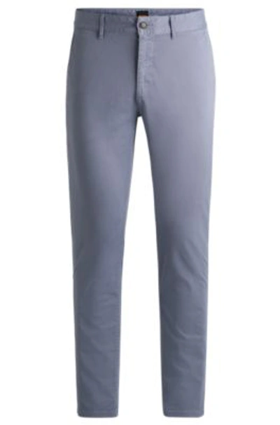 Hugo Boss Slim-fit Chinos In Stretch-cotton Satin In Navy 415