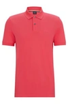 Hugo Boss Pallas Cotton Polo Shirt With Embroidered Logo In Dark Pink