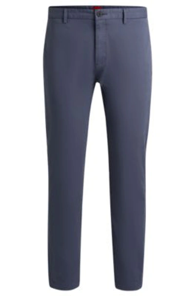 Hugo Slim-fit Chinos In Stretch-cotton Gabardine In Light Blue