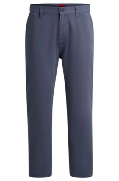 Hugo Tapered-fit Chinos In Cotton Gabardine In Light Blue