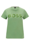 Hugo Boss Cotton-jersey Regular-fit T-shirt With Seasonal Detailing In Light Green