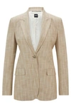 Hugo Boss Regular-fit Jacket In Pinstripe Material With Signature Lining In Patterned