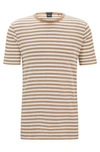Hugo Boss Striped Crew Neck T-shirt In Beige