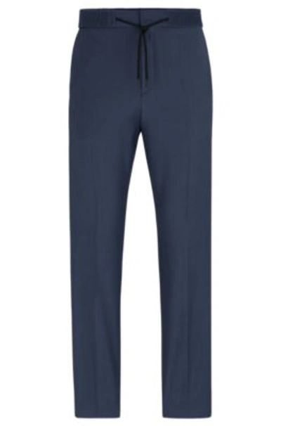 Hugo Extra-slim-fit Trousers In Mohair-look Material In Blue
