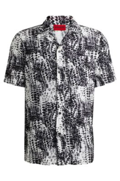 Hugo Relaxed-fit Shirt With Abstract Print In White
