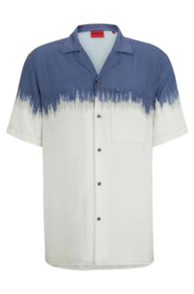 Hugo Relaxed-fit Shirt With Abstract Print In Light Blue