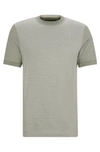 Hugo Boss Cotton-silk Regular-fit T-shirt With Mixed Structures In Light Green