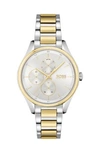 HUGO BOSS TWO-TONE WATCH WITH CRYSTALS AND LINK BRACELET WOMEN'S WATCHES