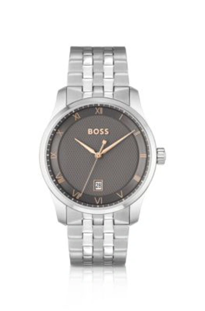 HUGO BOSS LINK-BRACELET WATCH WITH GRAY PATTERNED DIAL MEN'S WATCHES
