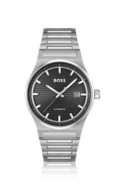 Hugo Boss Men Candor Auto Automatic Silver-tone Stainless Steel Watch 41mm In Assorted-pre-pack