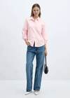 Mango Lyocell Blend Button-up Shirt In Rose Pâle