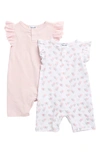 Splendid 2-pack Assorted Rompers In Pink/ Blush Hearts
