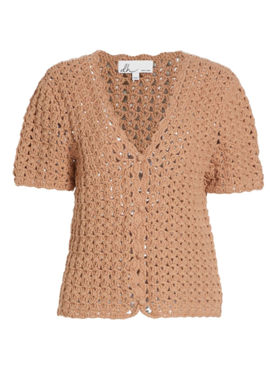 Design History Women's Penny Short-sleeve Knit Cardigan In Driftwood