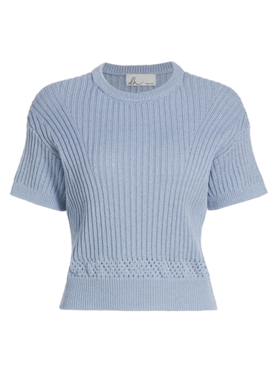 Design History Women's Ellie Short-sleeve Rib-knit Jumper In Blue