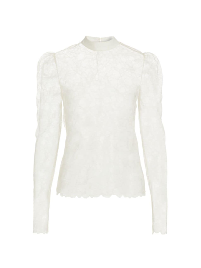 Frame Women's Floral Lace Blouse In Cream