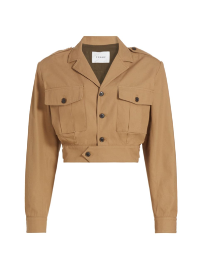 Frame Women's Cropped Utility Jacket In Khaki Tan